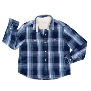 OUTERKNOWN Men’s Blue Plaid 100% Organic Cotton Button Front Long Sleeve Shirt